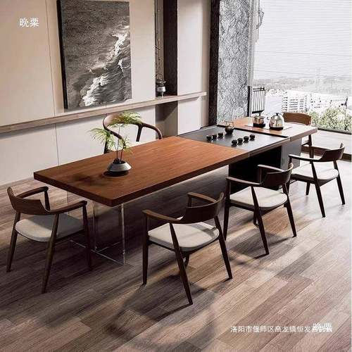 DF实茶客桌长方茶桌一体形一整套厅整套一体轻奢木不规则豪华亚马