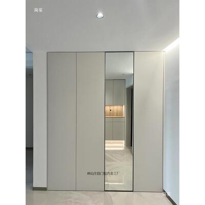 镜面加门隐框镀酒膜钢化玻璃1688柜柜门厚铝合金镜子衣柜门书柜柜