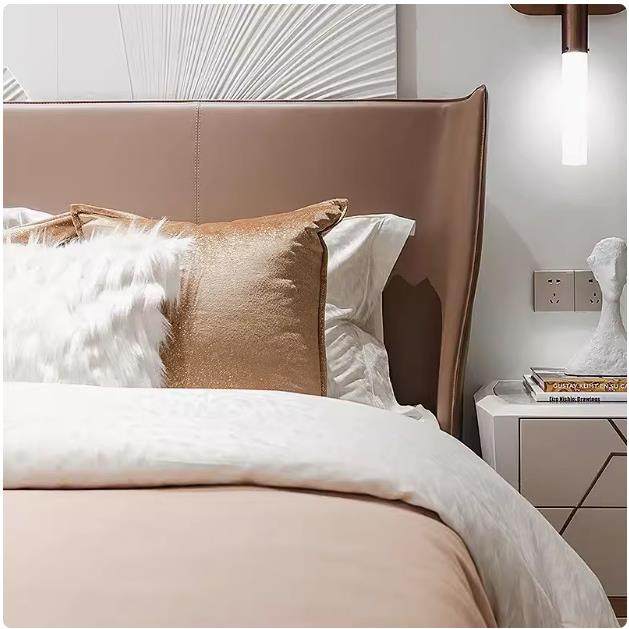 白现代品板房浅咖样床上用色毛毛腰枕咖棕色搭76733巾抱枕展厅多