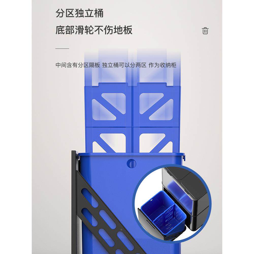 垃Y圾分类垃圾桶干房湿分离无品牌/家^厨感应钢式智能用不锈翻盖