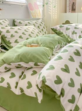 A类单母婴级超皱水洗34673棉四件软套加厚床被套宿舍三件套四季皱