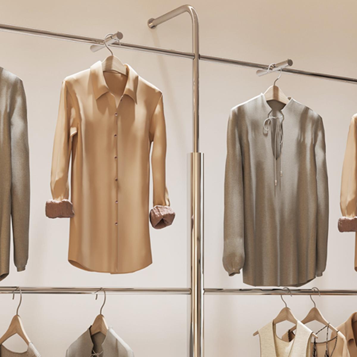 服装店展示架挂落地式DK-21024陈列架上子不锈钢墙衣架男正装店双