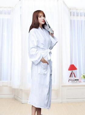 用纯棉加男女长款温DJN泉民宿浴衣秋家宾馆厚割绒冬白色酒店浴袍