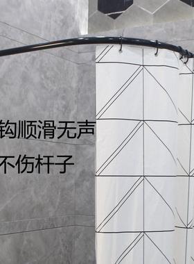 水SJW黑色弧形浴帘杆晶板款白色L形一0浴室杆34不锈钢免打孔体成