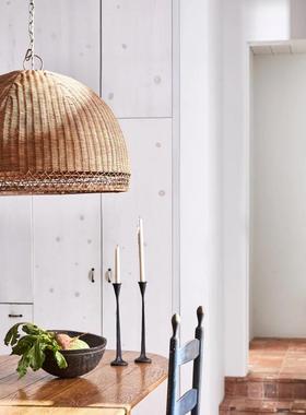 复古竹编餐吊灯法式31234实木厅吊灯日式洋餐灯轻奢布艺南复古卧