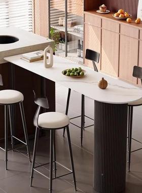 轻奢岩板吧台桌家客厅厨房边45494隔断台吧阳台用靠墙垭口小户高