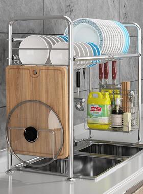 不锈沥钢水DMG架黑色水架洗碗池槽碗筷架碟架厨置房物架2层