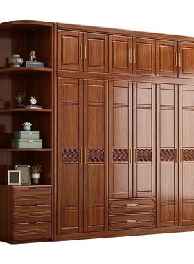 式胡桃木原实木衣柜全实木家用新卧室61773中家具木大衣橱储物收纳柜子