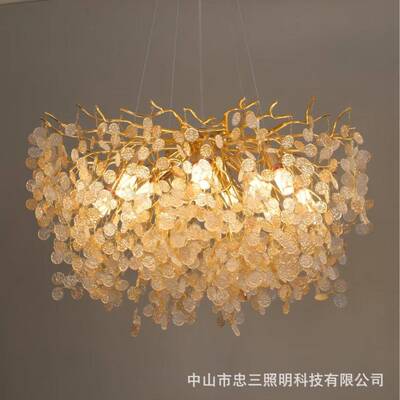 轻奢水晶吊灯客厅灯设计师豪华高档法式奢华大气树枝灯客厅灯具主