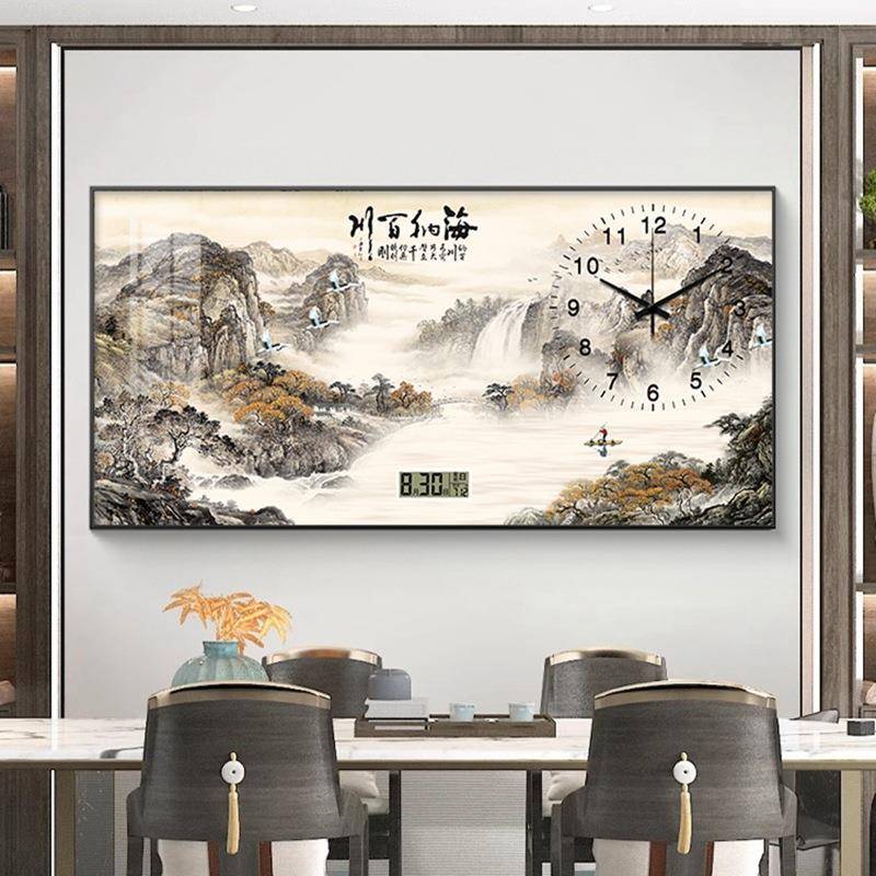 万年历大尺寸带钟表电表箱装饰画免打孔电闸盒配电箱遮挡开关挂画