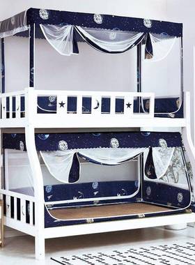 子母床蚊帐上下铺90c37258m高低家双层床儿童上梯下形用拉链蚊回