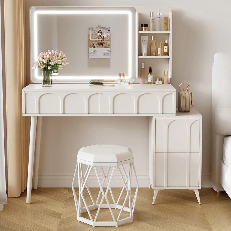 卧室代简约现202ADK年新卧款奶油风收梳妆台主化妆桌纳柜一体小户