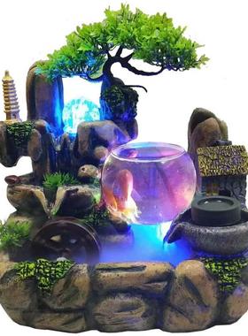 亚马跨产品山22818流水摆件室内鱼缸办公孙室装境饰工艺假品桌面