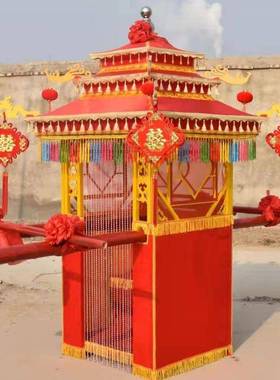 花轿婚庆喜服花轿摆件十40404里红妆轿汉庆体验馆仿古喜轿婚道具