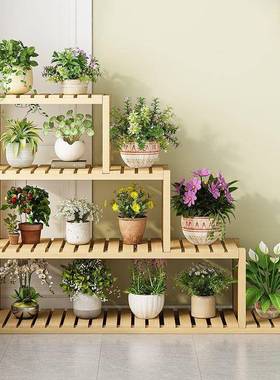 XIG花盆架大实木阶梯式多层多阳肉窗台置架物架家用客架厅花子室