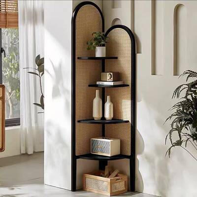 木角柜客厅古沙发墙边藤实编置架子中复物SLL古卧室拐角三角柜收