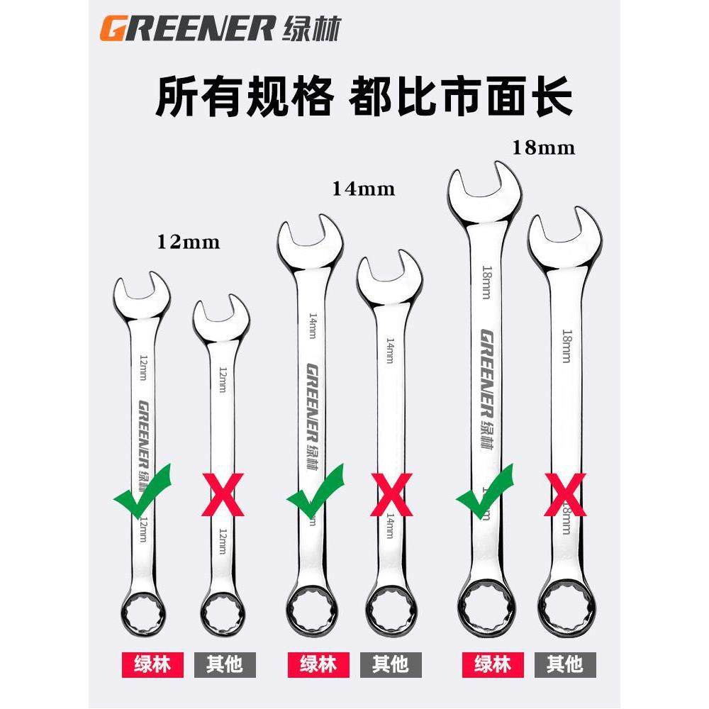 绿林梅花开扳手具套4装36078大全呆两用扳手10板子131棘轮口工扳手双头