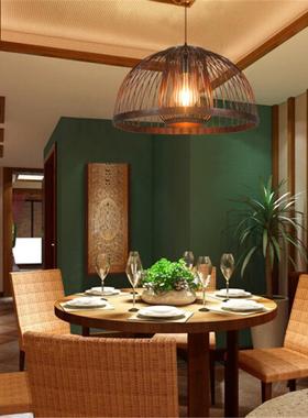 北里亚织纳仿马古日式手程工编工竹艺吊灯日式茶楼书房竹12554pok