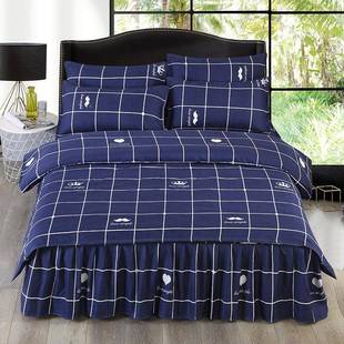 加厚裙WOK床罩磨毛四件套公韩版主婚庆床四件套