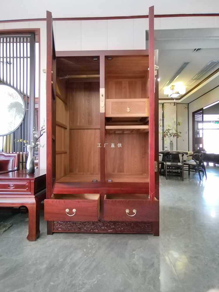 ft义仁阁新中式衣橱纯全实木卧室大衣柜家用简易组装成品柜子收纳