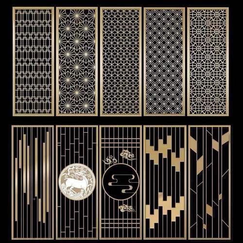 店大堂轻奢金格属酒格栅客厅镂空隔YBC-24-1断式装饰玄关新中不锈
