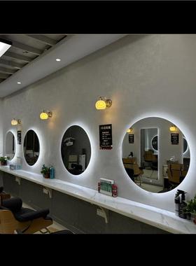 美发店镜子网潮红a5454单店理店镜台发廊专用面挂墙发圆形烫染镜