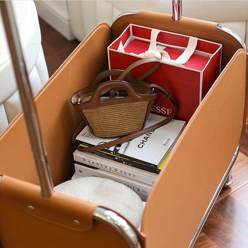 奢锈钢皮兜衣帽架落地式卧室轻家用58535脏衣篓不可移动收带轮纳