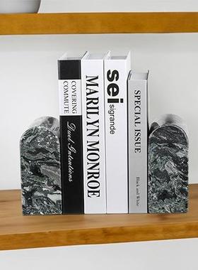 约大理石书靠简天然矿石书书11084房档桌面客厅装饰几体何软装现