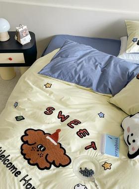 新款A17372类棉全可卡通趣水洗萌棉毛巾绣四爱件套