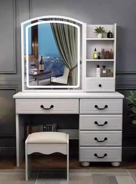 现代简约小户妆型翻盖梳妆台卧室灯轻奢书隐藏镜带80644网红化桌