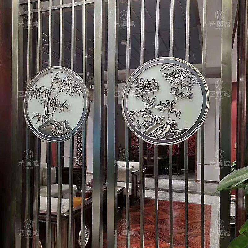 客餐厅入户厅现代约玄关装饰隔断黑钛310-10-104不锈钢轻金奢屏风