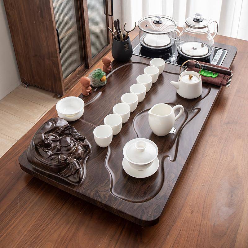 ?汝窑具套装茶家用陶瓷盘一整套木制茶夫功71851泡茶壶茶台烧水壶