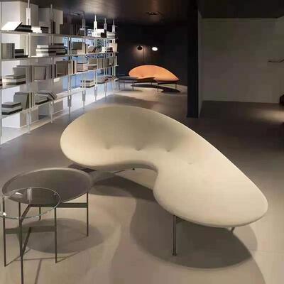 大利意设计扁豆沙发酒钢店大堂沙发椅设师创意74429弧形玻计璃豌