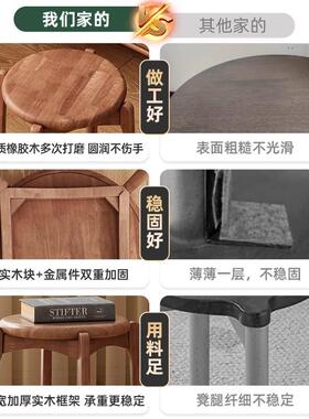凳子家用可叠圆凳堆叠板放凳客厅餐桌中凳ziluo173茶几凳实木高凳
