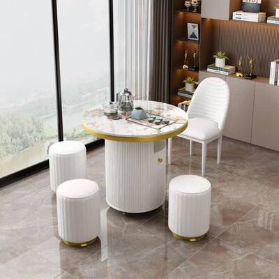 阳用台茶桌家小台简约岩板泡茶IRM桌椅组合客移动小茶车意茶式厅