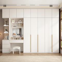 组油合衣柜现代经济型欧松家板53609衣用卧室带梳妆台奶风大橱多