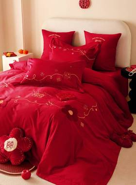 被感新中上式结婚四件套轻奢纺家新73550婚庆喜结婚床用品