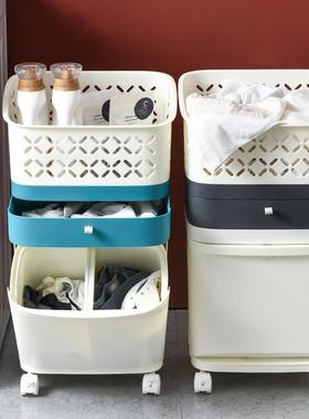 塑家居厕所脏衣篓带轮多功能收浴纳置70210物架料衣物脏衣室篮