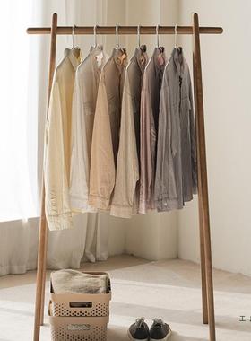木20年25新款樱桃挂架落衣地卧室实64827木简约杆式原木简易衣帽架