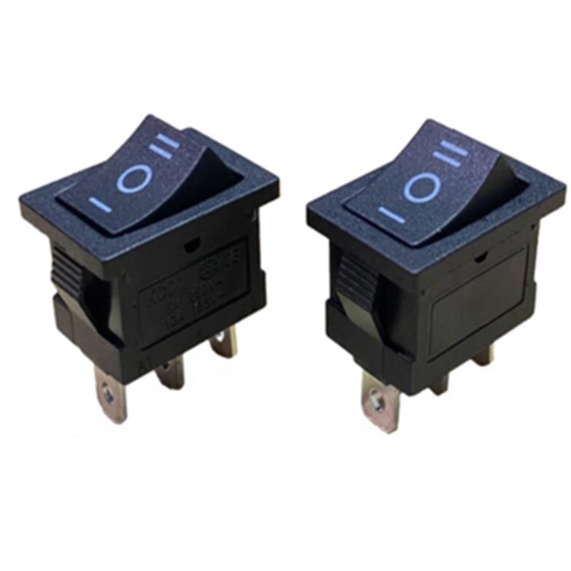 铜脚 KCD1型形翘板电源按钮 单刀双掷 3档3脚黑色开关15*21MM