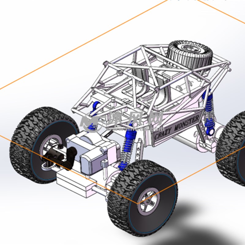 四驱越野玩具车钢架钢管车3D图纸档SolidWorks2014模型【595】