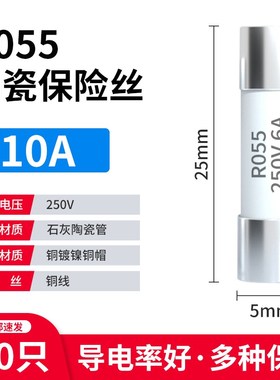 R055熔断器保险丝管RO54熔芯R058陶瓷250V芯子1A2A3A6A8A10A20A30