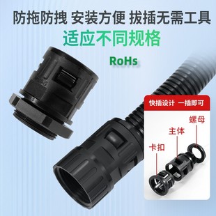 塑料波纹管快速接头PA66尼龙外螺纹M型套管直插式 阻燃连接器热卖