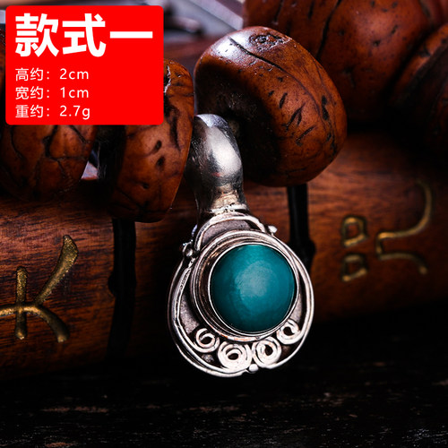 尼泊尔S925纯银计数器手按夹子西藏民族风串珠记数器松石卡子配饰