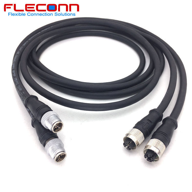 M12 X型编码8P连接器 8PIN 8芯公头转母头Gigabit超高速以太网线