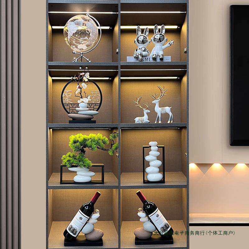 酒柜装饰品摆件轻奢客厅2026新款套装家居电视玻璃柜子开放格