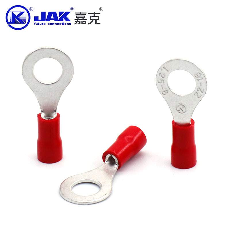 RV1.25-6L圆形端子M6圆环接地片冷压紫铜端子 铜鼻子接线片接插头