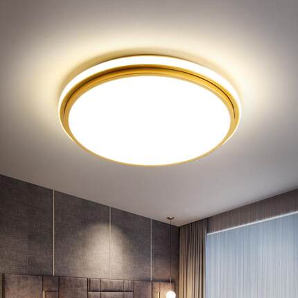 新款家用吸顶灯卧室现代简约金色北欧网红艺术超亮led主卧房间灯