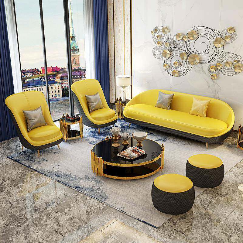 港式轻奢真皮沙发现代简约北欧单人三位酒店时尚个性创意休闲组合
