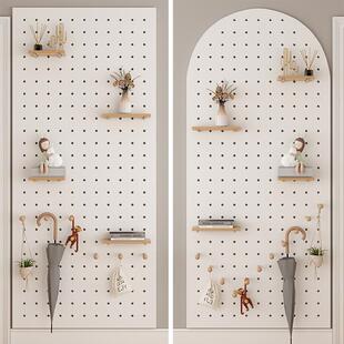 2I洞洞板实木定制墙上置物架木质入户门客厅玄关木制装饰壁挂收